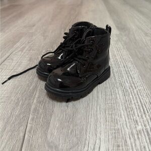Shiny Black Kids Boots